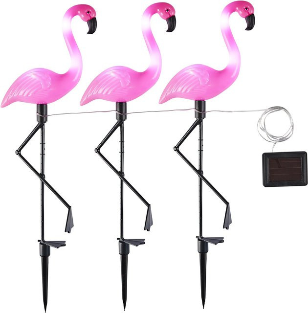 Solar-Gartenstecker-Trio Flamingofreunde, 3 Stück - Bild 1