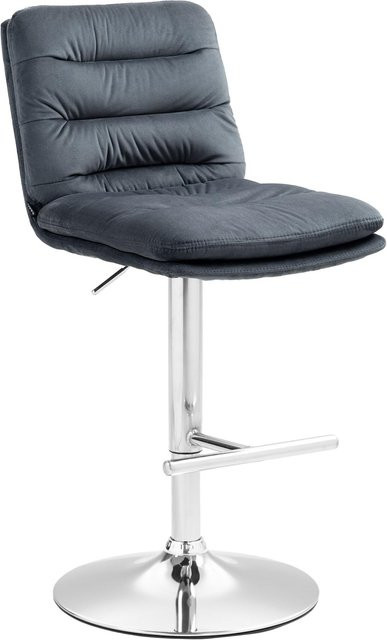 CLP Barhocker Damar mit Samtbezug, höhenverstellbarer und drehbarer Barstuhl mit Rückenlehne und Fußstütze in modernem Design - Bild 1