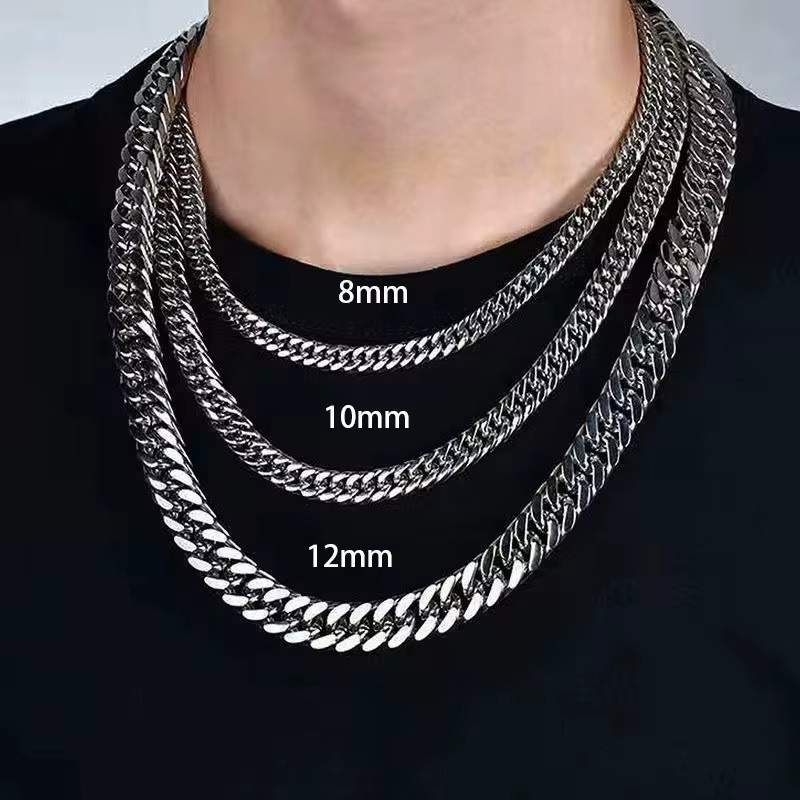 HNSP Halskette Miami Cuban Link, Edelstahl, Silber, Herren - Bild 4