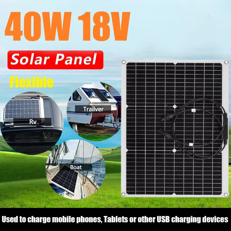 PowMr 40W flexibles monokristallines Solarpanel, 18V, hocheffizientes PV-Modul in Schwarz, ultradünn und wasserdicht, ideal als Solarladegerät für Wohnmobile, Autos, Camping und Outdoor-Stromversorgung - Bild 3