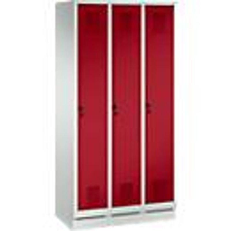 C+P Garderobenschrank Evolo S 3000 aus Stahl mit 3 Abteilen, Farbe Lichtgrau und Rubinrot, H x B x T: 180 x 90 x 50 cm - Bild 2