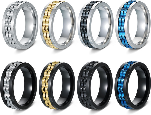Kissmoon Anti-Stress-Ring Edelstahl, Silber, Punk, Unisex - Bild 1