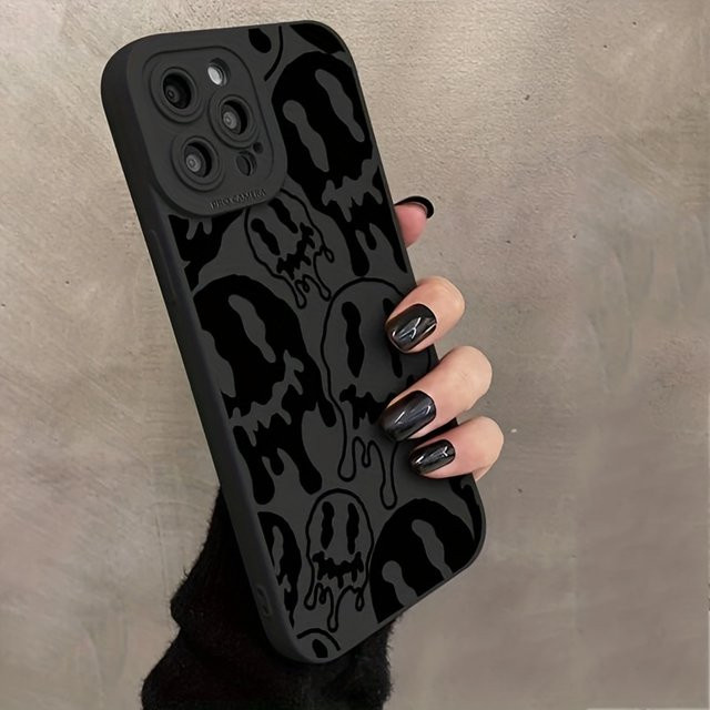 Spooky Ghost Face Silikon Handyhülle für Apple iPhone 15 14 Pro Max 13 12 11 XS X XR 7 8 Plus in Schwarz - Bild 1