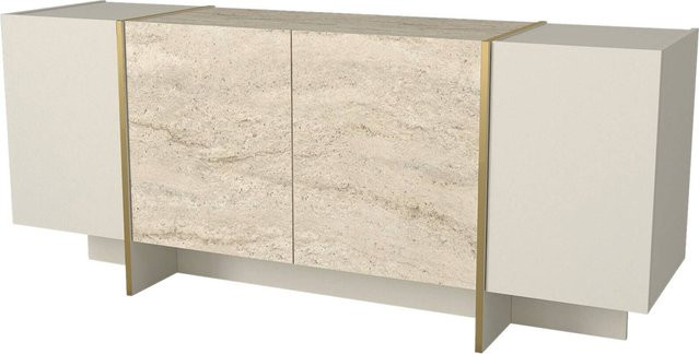 Modernes Sideboard Veyron in Beige mit Granit-Optik, B/H/T: 180 x 75,5 x 46,6 cm - Bild 1
