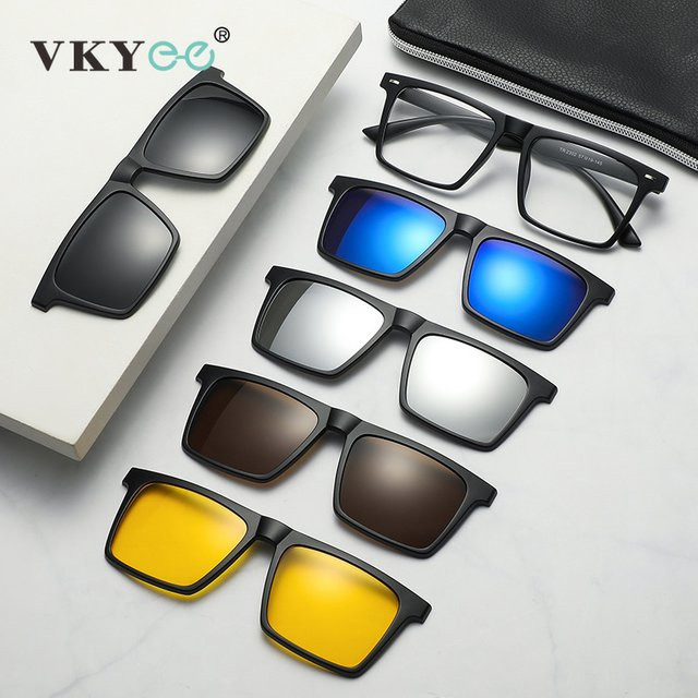 VKYEE 2302 Sonnenbrille, Vollrand, quadratisch, Kunststoff, schwarz - Bild 1