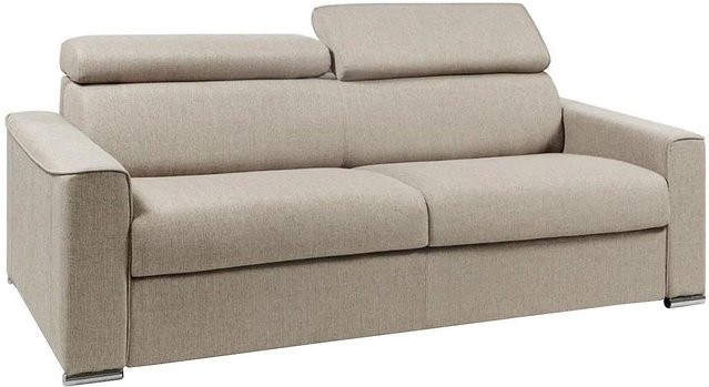 Vente-unique Schlafsofa Vizir Beige mit verstellbarer Kopfstütze, Breite: 216 cm - Bild 1