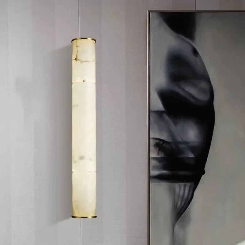JIANKEXING Wandlampe aus Kupfer und Marmor im modernen Design für Schlafzimmer, Wohnzimmer und Flur, Farbe: Kupfer und Weiß - Bild 4