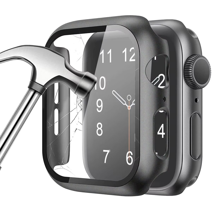 Gehärtete Glasfolie + PC-Schutzhülle für Apple iWatch-Serie, Schwarz, Unisex - Bild 4