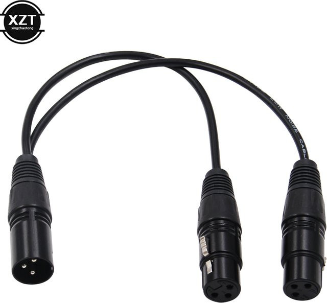 WYMECT 3-Pin XLR Stecker auf Dual Weibliche Jack Y Splitter Adapter Verlängerung für Mikrofon und DJ Equipment, Schwarz - Bild 1