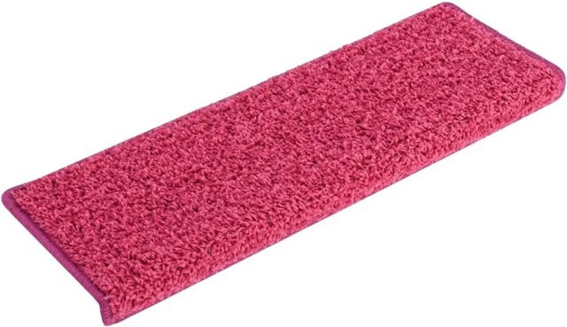 vidaXL Stufenmatten 15 Stück aus Nadelvlies in Pink, rutschfest und selbstklebend, B: 65 cm, T: 21 cm, H: 4 cm - Bild 1