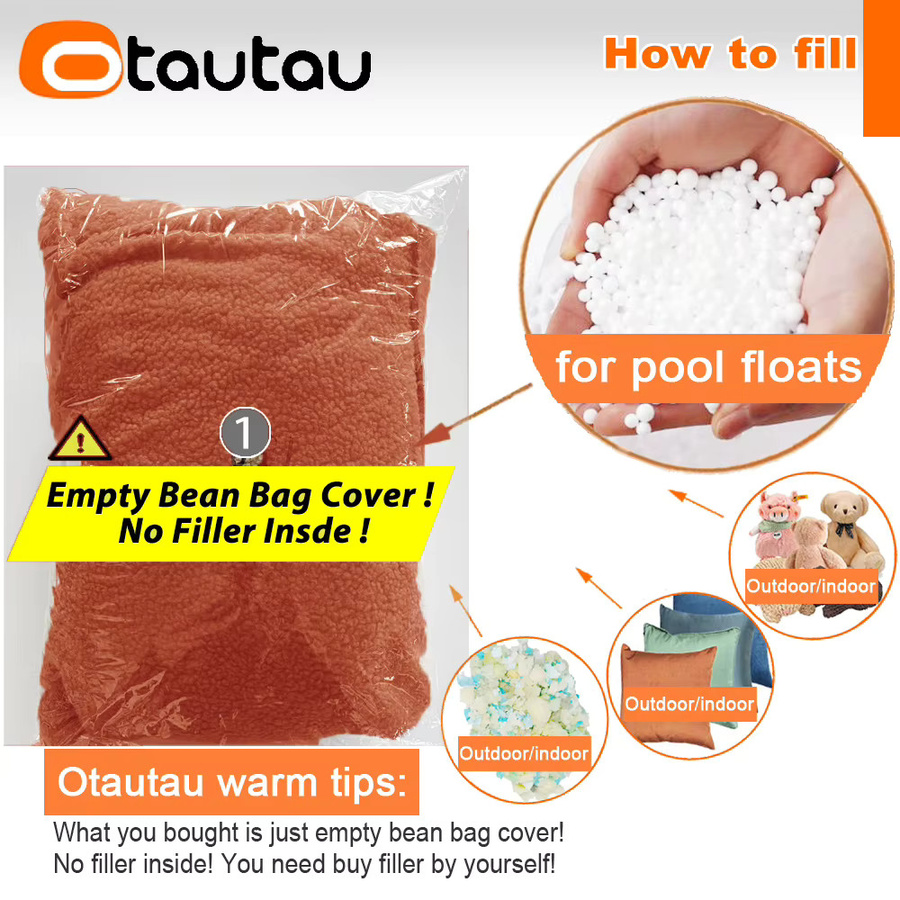 OTAUTAU Sitzsackbezug aus Kunstfleece für Sessel und Pouf, Modell SF445, Braun und Orange - Bild 2