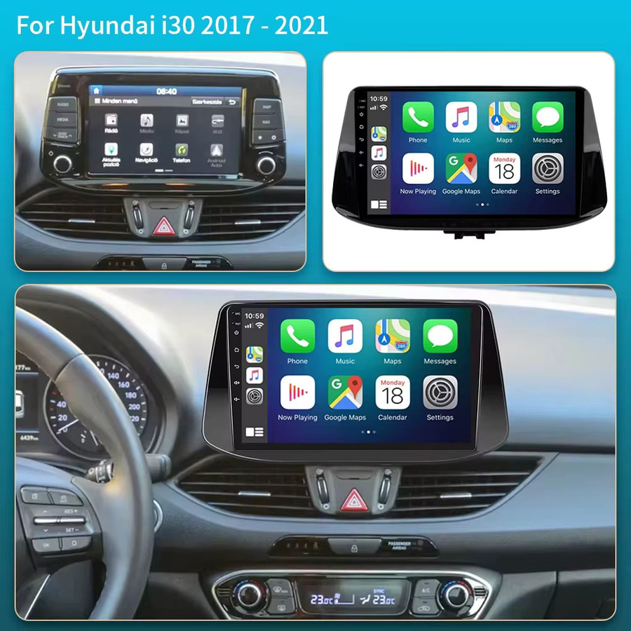 TIEYEZ Android 16 Autoradio für Hyundai I30 2017-2021 mit kabellosem Android Auto, CarPlay, GPS, Bluetooth, WIFI und 5G in Schwarz - Bild 2