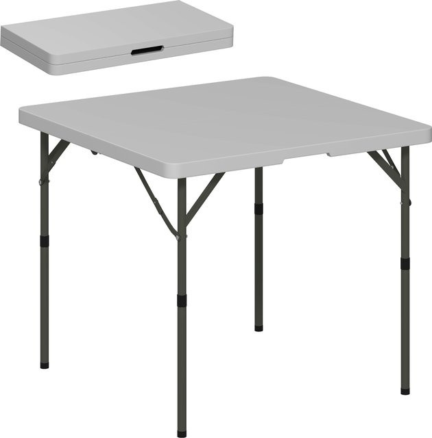 Outsunny Klapp-Campingtisch aus HDPE und Metall in Dunkelgrau, höhenverstellbarer Gartentisch, B/T/H: 86 x 86 x 74 cm - Bild 1
