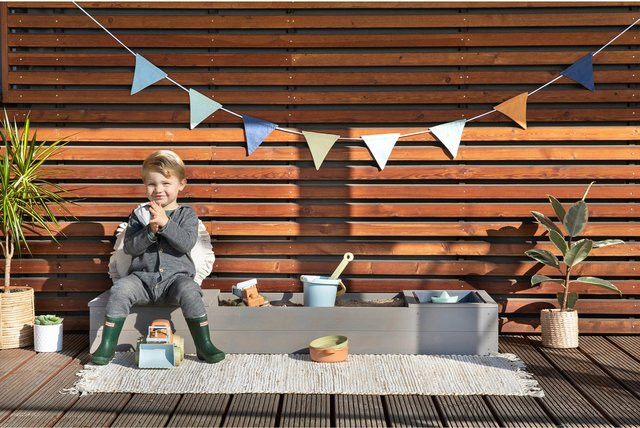 Muddy Buddy Sandkasten Space Saver aus Zypressenholz in Grau - Bild 2