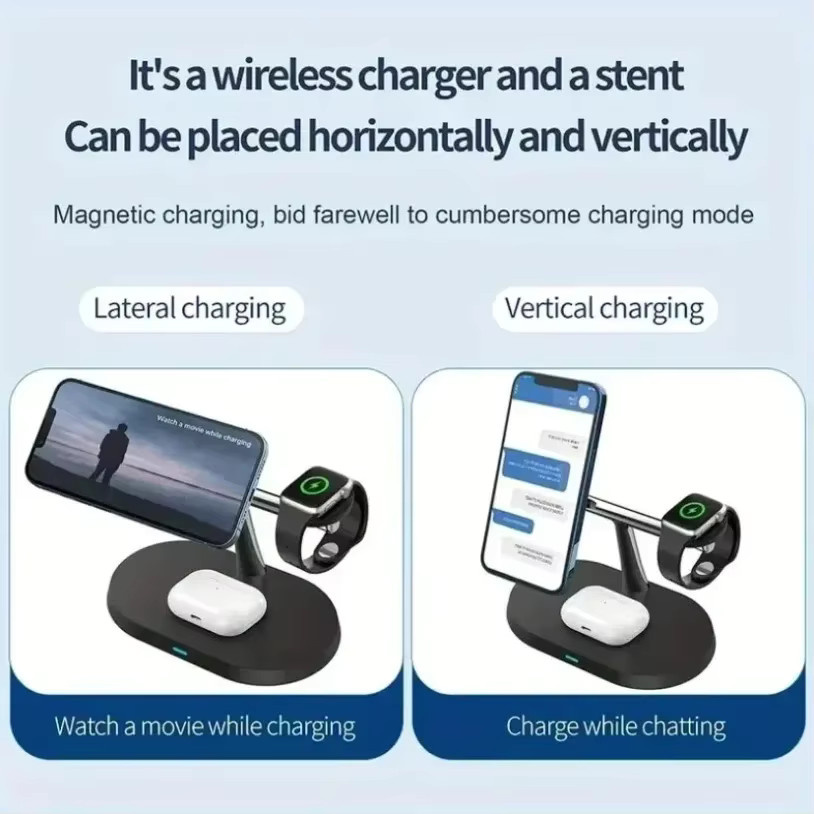 Opansten 3-in-1 Magnetisches Kabelloses Ladegerät für iPhone, iWatch und AirPods in Schwarz - Bild 5