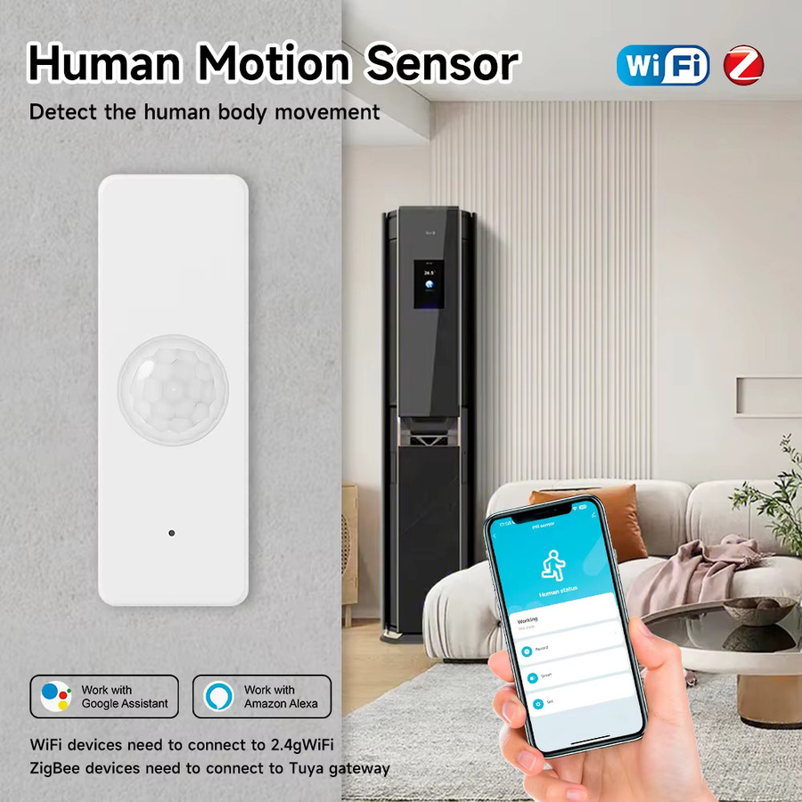 Tuya Smart Home PIR Bewegungsmelder WiFi & Zigbee Infrarot-Körpersensor Sicherheitsalarm in Weiß, kompatibel mit Alexa und Google Home - Bild 2