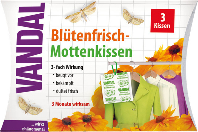 Vandal Blütenfrisch Mottenkissen mit 3-fach Wirkung, 3 Stück, multicolour - Bild 1