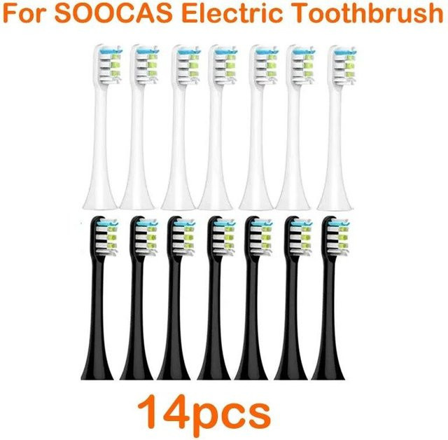 Soocas Ersatzbürstenköpfe für X3/X3U/X5, 14 Stück, White und Black - Bild 1