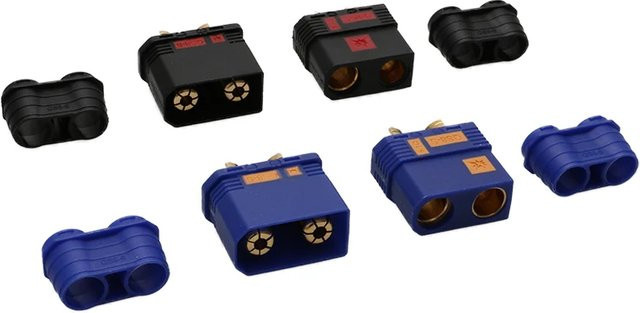 YUENHOANG Anti-Spark EC8 Stecker Set QS8-S mit Schutzhülle, 1 Paar, Schwarz, 8mm Bananenstecker für Drohnen und RC-Autos - Bild 1