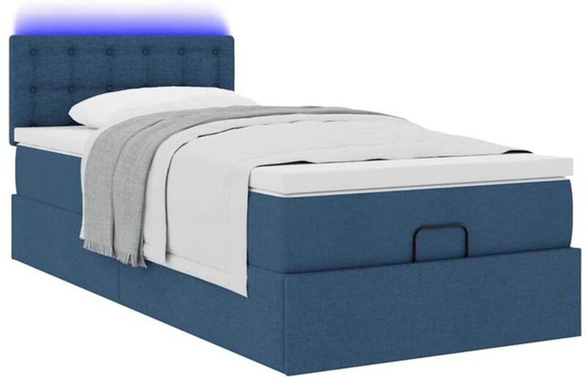 vidaxl Ottoman Polsterbett mit Matratze und LED-Beleuchtung in Blau, B/T/H: 200 x 80 x 88 cm - Bild 1