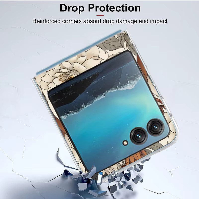 Stoßfeste transparente Handyhülle mit buntem Blumenmuster für Motorola Razr 60 40 50 Ultra - Bild 3