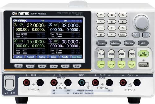 GW Instek Labornetzgerät GPP-4323 in Grau, 4 Ausgänge, einstellbar 0-32V und 0-3A, RS-232 und USB programmierbar - Bild 1