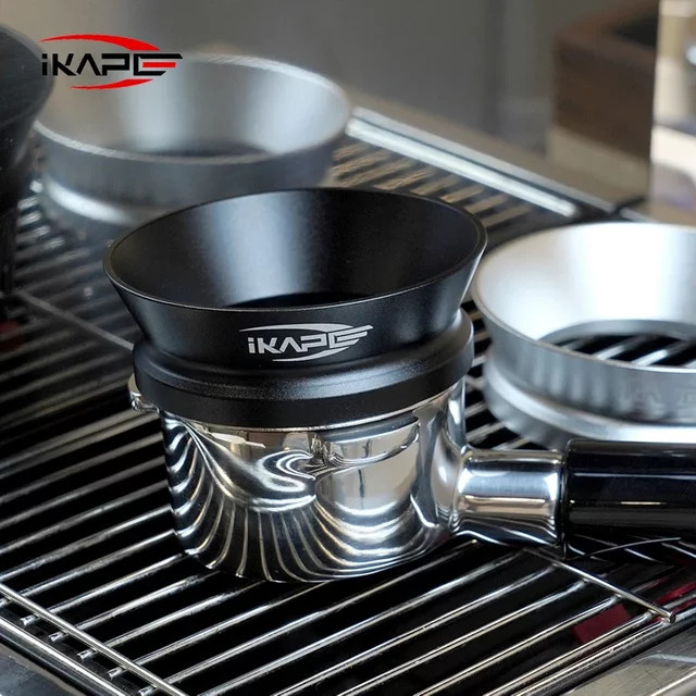 IKAPE Espresso Magnetischer Dosiertrichter für 51mm, 54mm und 58mm Bodenlose Siebträger in Schwarz/Silber - Bild 1