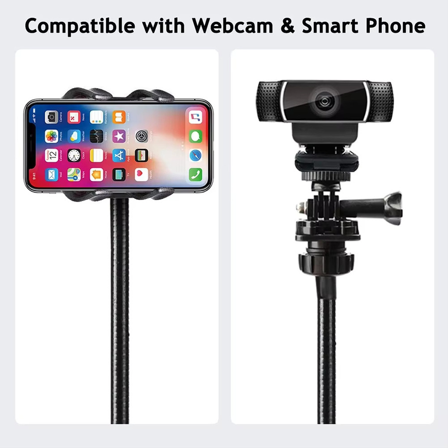Shunmaii Flexibler Webcam-Ständer mit Schwanenhals-Klemmclip in Schwarz für GoPro und Logitech sowie Smartphones - Bild 3