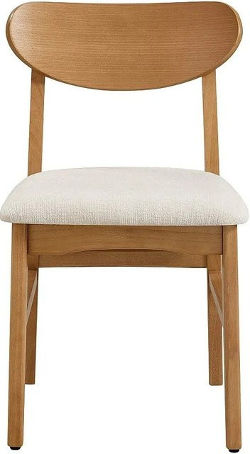 Vente-unique Stuhl Lerania in Beige im skandinavischen Design aus Hevea-Holz und Polyester - Bild 1