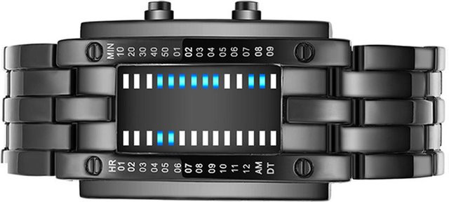 DIYelecs Digitaluhr, Blau, Edelstahl, Gray, Unisex - Bild 1