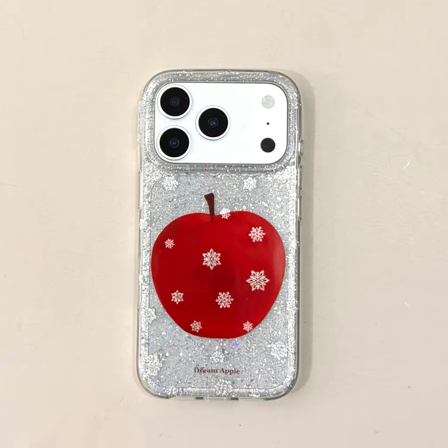 Stoßfeste Schutzhülle für Apple iPhone 17 16 15 14 Pro Max mit Weihnachtsserie Vergoldung Glitzer Schneeflocke in Rot und Multicolor - Bild 6