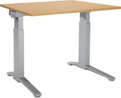 Schäfer Shop Genius Schreibtisch ERGOSTYLE S, manuell höhenverstellbar, Buche/weißaluminium, B/T/H: 120 x 80 x 67,5-89,5 cm - Bild 1