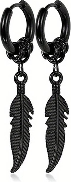 LChome Ohrringe Set, Spiralohrringe und Federohrringe, Edelstahl, Schwarz, Unisex - Bild 1