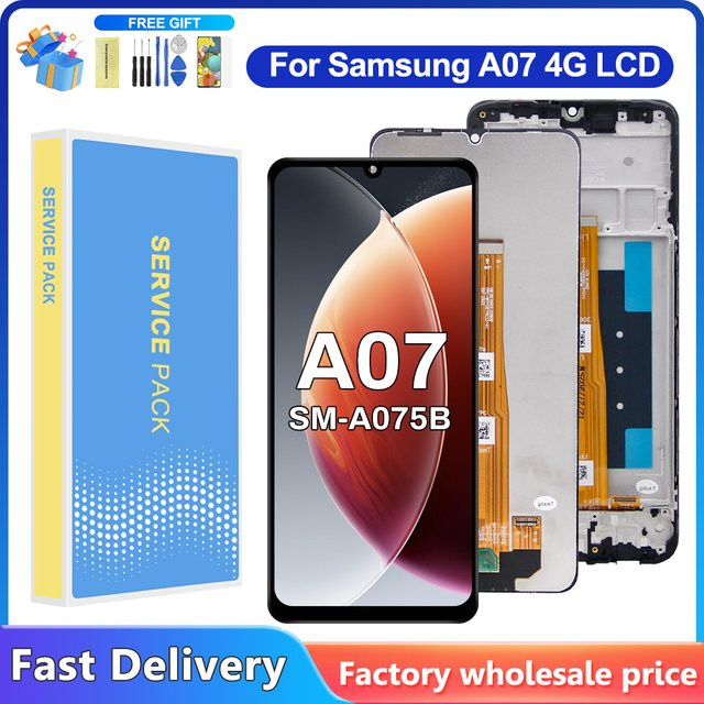 Samsung A07 A075 LCD Display Touchscreen Digitizer Montage Ersatzteil in Schwarz - Bild 1