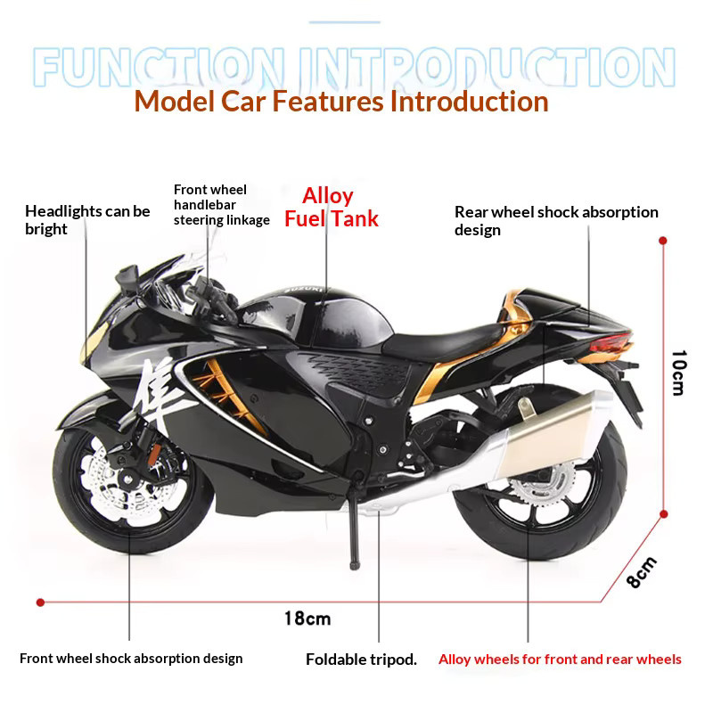 Maisto Suzuki Hayabusa Motorradmodell, 1:12, Metall, Grau, Schwarz - Bild 1