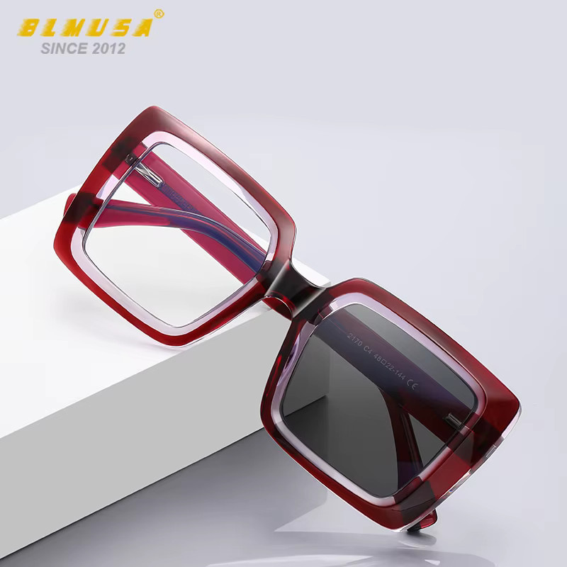 BLMUSA Lesebrille, quadratisch, Vollrand, Kunststoff, rot, Damen - Bild 4
