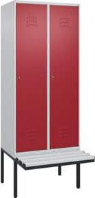 C+P Spind Classic PLUS Garderobenschrank mit Sitzbank, 2 Abteile, Lichtgrau, B/T/H: 212 x 80 x 81,5 cm - Bild 1
