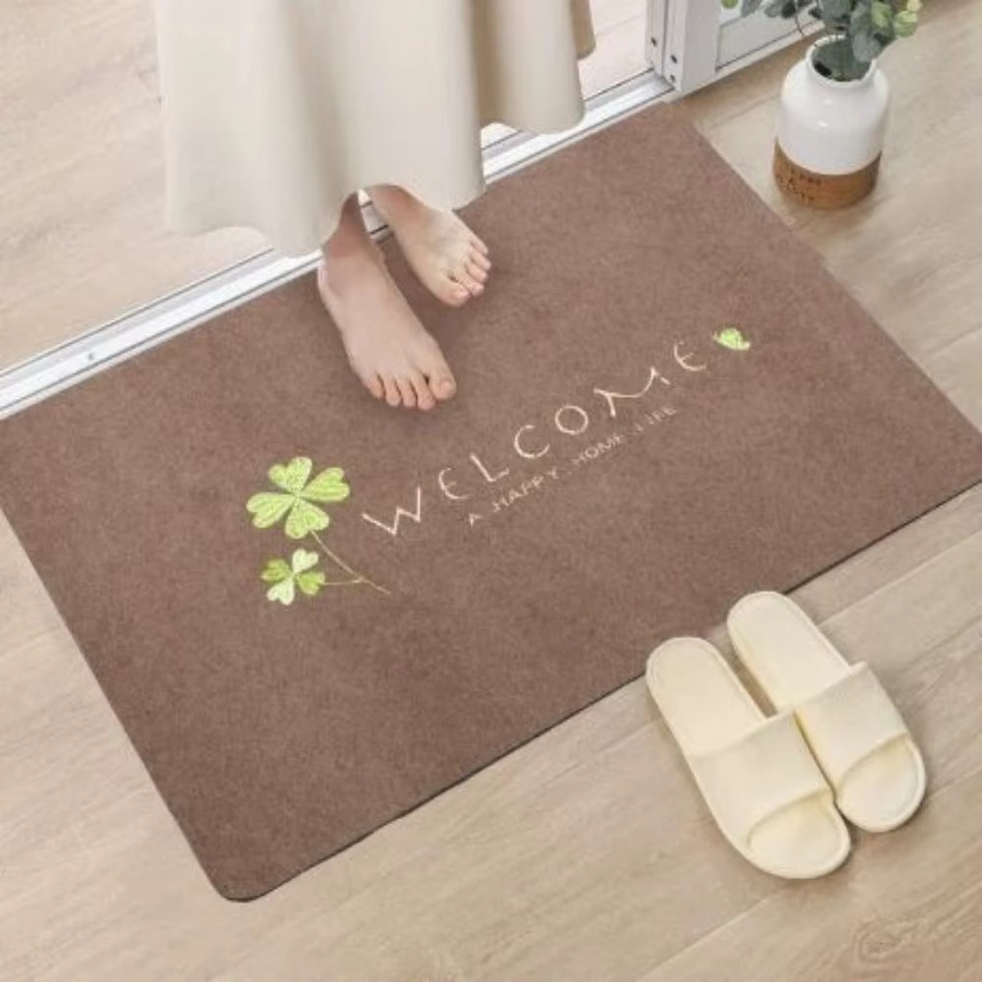 VIKAMA Plüsch-Willkommensteppich in Braun, superweiche und saugfähige Fußmatte für Wohnzimmer, Schlafzimmer oder Badezimmer, rutschfest - Bild 1