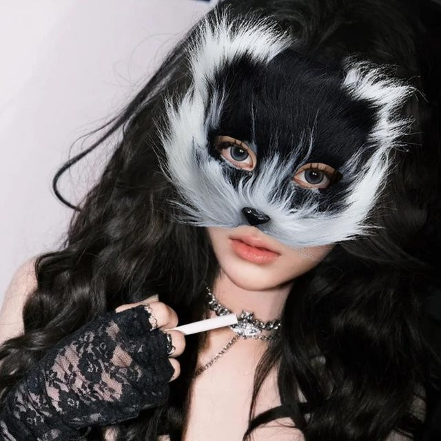 Schwarz-weiße Fuchsmusken, Maskenballmasken, 2er-Pack, weiß/schwarz - Bild 1