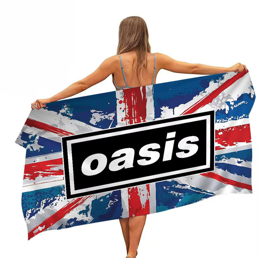 Potdemiel Mikrofaser-Strandtuch Rock Band O-Oasis in Multicolour, saugfähig und schnell trocknend für Yoga, Schwimmen oder Reisen - Bild 7