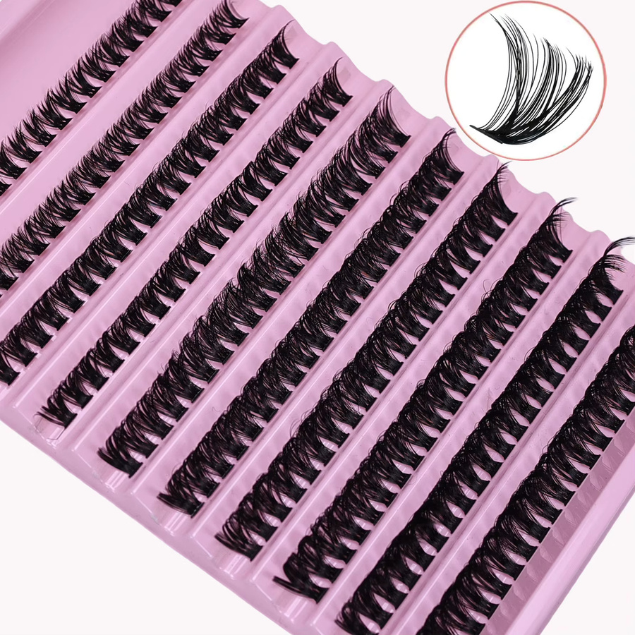 Wimperncluster, 200 Stück, 8–16 mm, Black, natürlicher Look - Bild 3