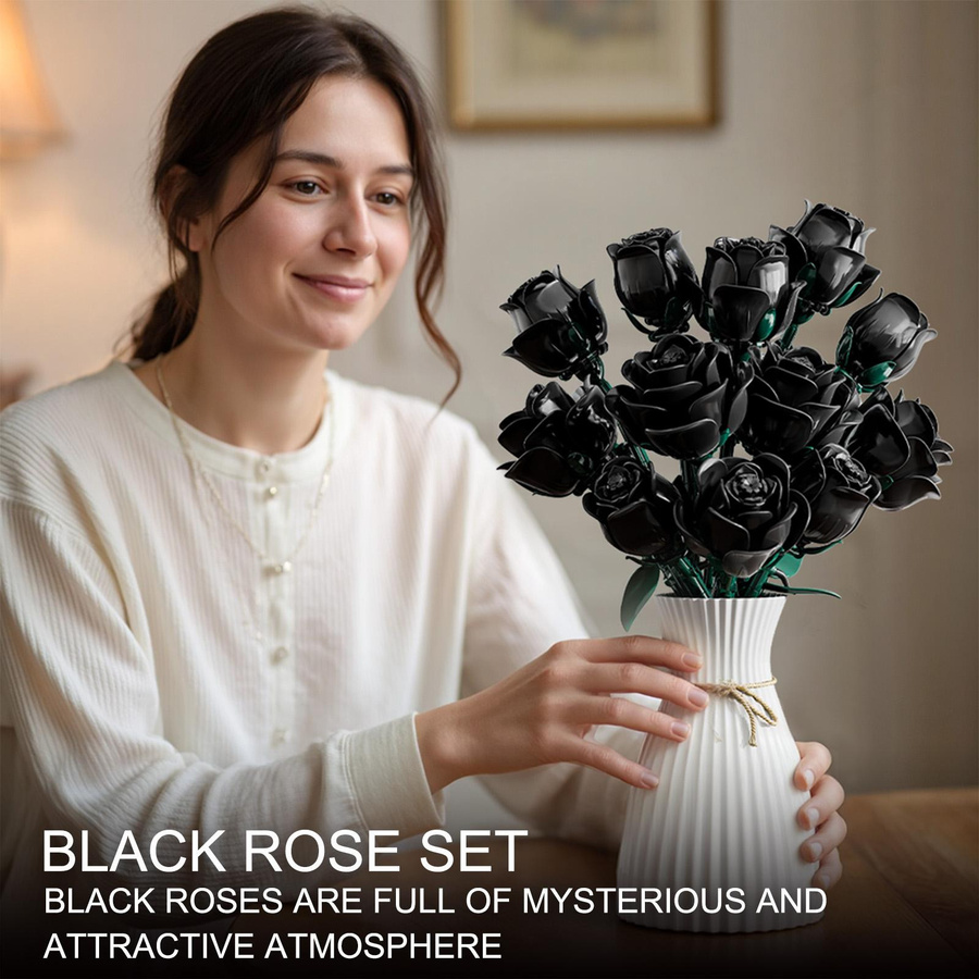 YCOLE Schwarze Rose Bündel Bausteine 12-teiliges Set - Bild 3