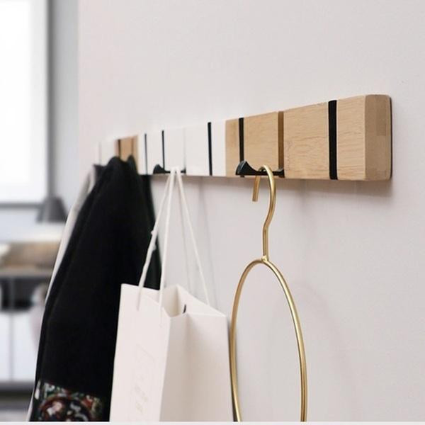 SoChic Wandgarderobenhaken aus Massivholz mit 5 Haken in Holz Braun - Bild 3