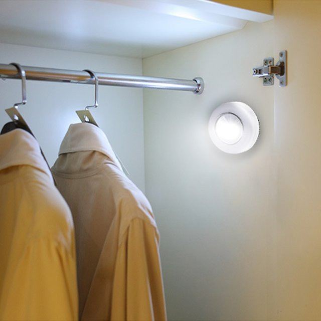 MeeToo COB LED Unterbauleuchte rund mit selbstklebender Montage, weiße Nachtlampe für Schrank, Kleiderschrank und Schubladen - Bild 1