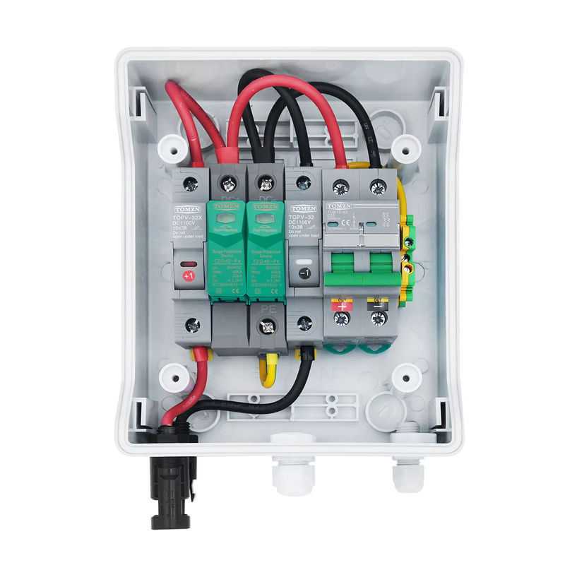 TOMZN Solar Photovoltaik PV-Combiner-Box mit 6-fach Blitzschutz, 1 Eingang, 1 Ausgang, DC 600V, Sicherung MCB und SPD, wasserdichte IP65 Box, Farbe: Weiß - Bild 2