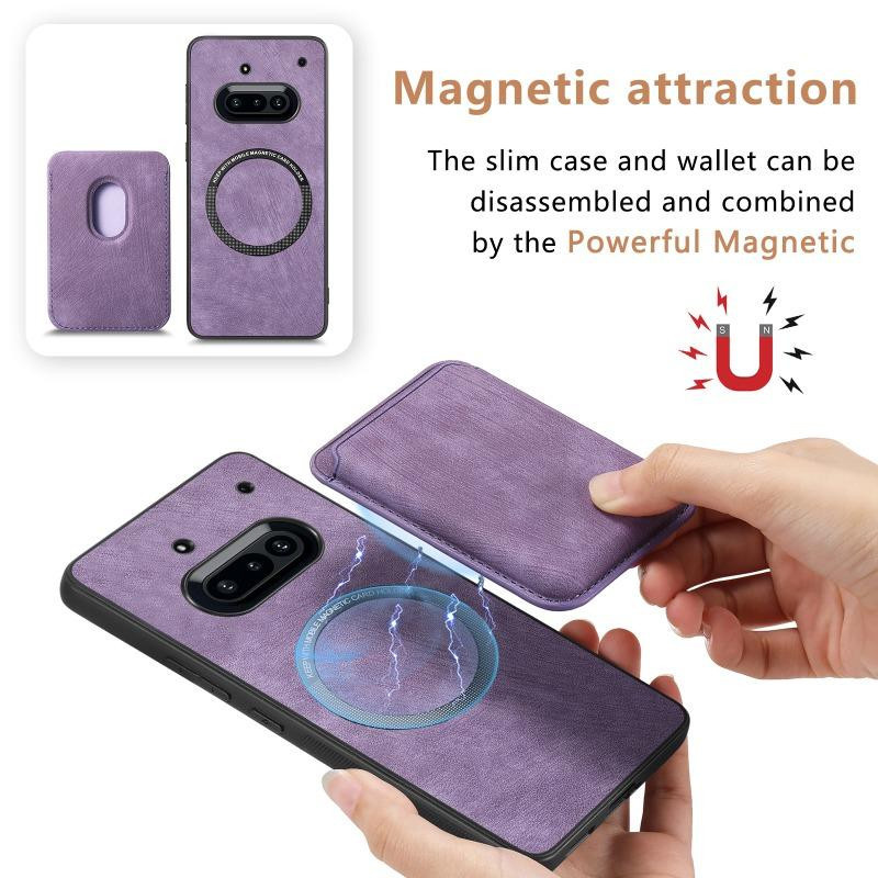 Lederhülle für Nothing Phone 3a Pro als 2 in 1 Magnetische Geldbörse mit Kartenfach in Lila - Bild 2