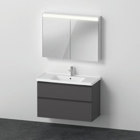Duravit D-Neo Möbel-Set für das Badezimmer mit Waschtisch-Unterbau und Spiegelschrank in Graphit Matt, B: 100,5 cm, T: 48,0 cm, H: 60,0 cm - Bild 1