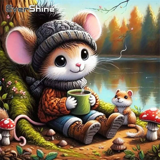 Evershine Diamond Painting Set Eichhörnchen Motiv als Mosaik Wandkunst in Mehrfarbig, B/T/H: 20 x 20 x 20 cm - Bild 1