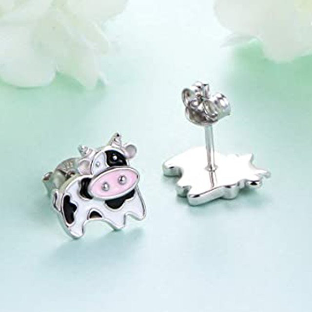Huitan Ohrstecker, Milchkuh-Design, Silber, Damen - Bild 1