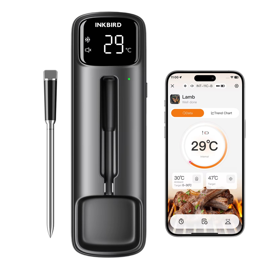 INKBIRD Kabelloses Dual-Sensor Bluetooth-Fleischthermometer mit LED-Display und IP67 Wasserdichtigkeit für BBQ und Smoker - Bild 5